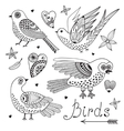 set birds and hearts vector image