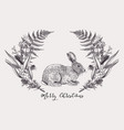 botanical card with cute rabbit vector image vector image