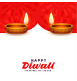 realistic happy diwali red and white card design vector image vector image
