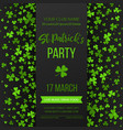 saint patrick s day poster with green four vector image