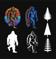bigfoot walking set vector image vector image