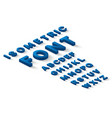 blue isometric font alphabet vector image vector image