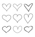 set black grunge hearts vector image