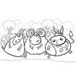 farm animals cartoon coloring page vector image