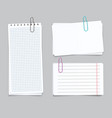 realistic different sheets blank gridded notebook vector image