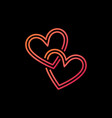 two crossed hearts linear colorful icon vector image