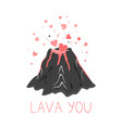 hand drawn cute funny with volcano vector image vector image