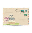 vintage postal envelope with japan stamps vector image vector image
