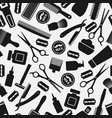 black and white barbershop seamless pattern vector image