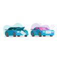 broken car body after crush collision and new vector image