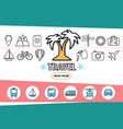 travel line icons set vector image