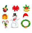 set of realistic decorative christmas isolated vector image