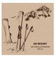 snowboard and ski in the mountain resort vector image vector image