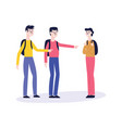 two men or a teenager with backpacks bully another vector image vector image