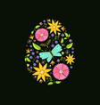 easter egg floral decoration black vector image
