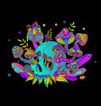 trippy mushroom skull composition vector image vector image