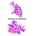 mosaic antigua and barbuda map of dots lines vector image