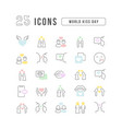 set of linear icons world kiss day vector image