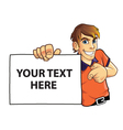 young man holding board vector image