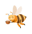 cute bee with happy face flying and carrying honey vector image