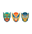 set of three luchador lucha libre mexican vector image vector image