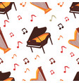 musical instruments flat icons seamless pattern vector image