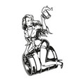 pin up girl sitting on beer keg vector image