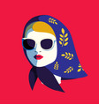 fashion woman in sunglasses and kerchief vector image