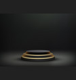 3d realistic empty gold and black cylinder podium vector image