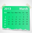 2013 calendar march colorful torn paper vector image