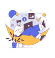 freelancer in cosy armchair work online from home vector image vector image