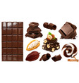 realistic chocolate bar candy pieces vector image vector image