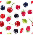 realistic fruits and berries pattern vector image vector image