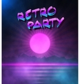 retro neon background 1980 poster vector image