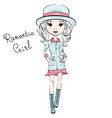fashion girl in autumn clothes vector image vector image