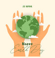 human hands holding earth globe with clouds happy vector image