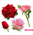 red and pink roses 3d realistic set vector image vector image