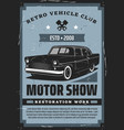 retro car and vintage vehicle engine pistons vector image