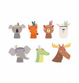 cute little animals tribal set vector image