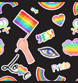 lgbt logo symbols stickers seamless pattern flags vector image