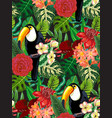 seamless pattern with tropic bird toucan vector image vector image