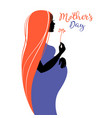 beautiful pregnant profile mother silhouette vector image