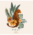 tropical greeting card tiger palm trees green vector image vector image