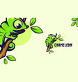 chameleon on the tree branch cartoon premium vector image vector image