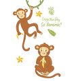 greeting card with monkeys with funny inscription vector image