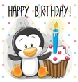 penguin with cake vector image