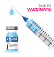 plastic medical syringe and vial vaccine icon vector image vector image