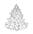 christmas tree cartoon coloring book vector image