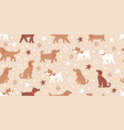 seamless pattern with cute dogs stars pink vector image