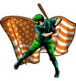 baseball player with american flag vector image vector image